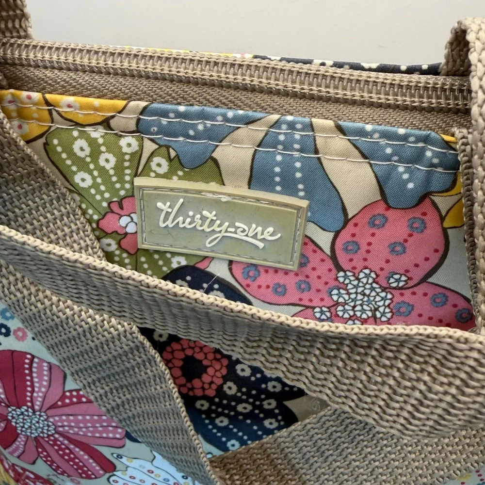Thirty-One Thermal Tote Insulated Lunch Bag Floral Print Multi-Color Polyester